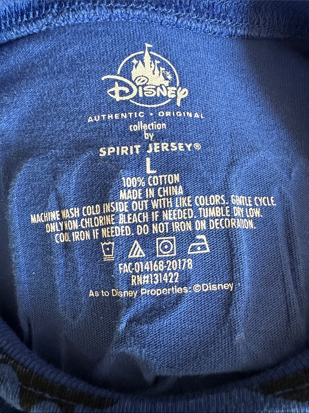Disney Royal Blue Mickey Moon Print Long Sleeve Shirt size large - Picture 3 of 3